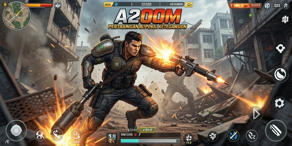 Tampilan gameplay seru dalam laga aksi A200M.