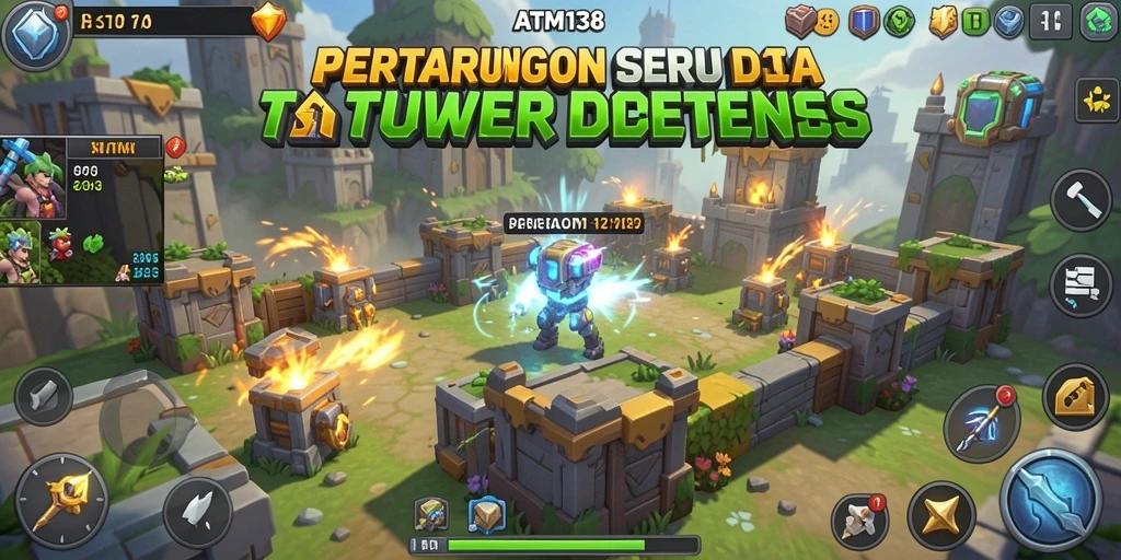 Tampilkan gameplay seru di ATM138 dengan pertahanan menara yang kreatif.