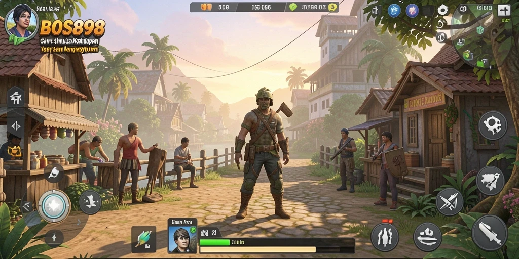 Tangkapan layar gameplay yang menunjukkan interaksi karakter dalam BOS898.