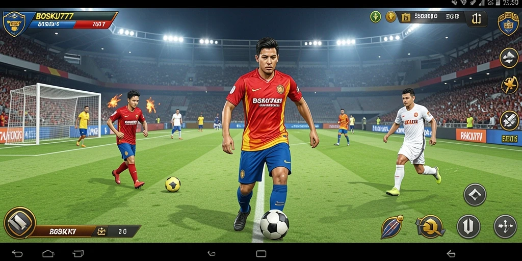Gameplay BOSKU777 yang menegangkan dan penuh strategi sepak bola.