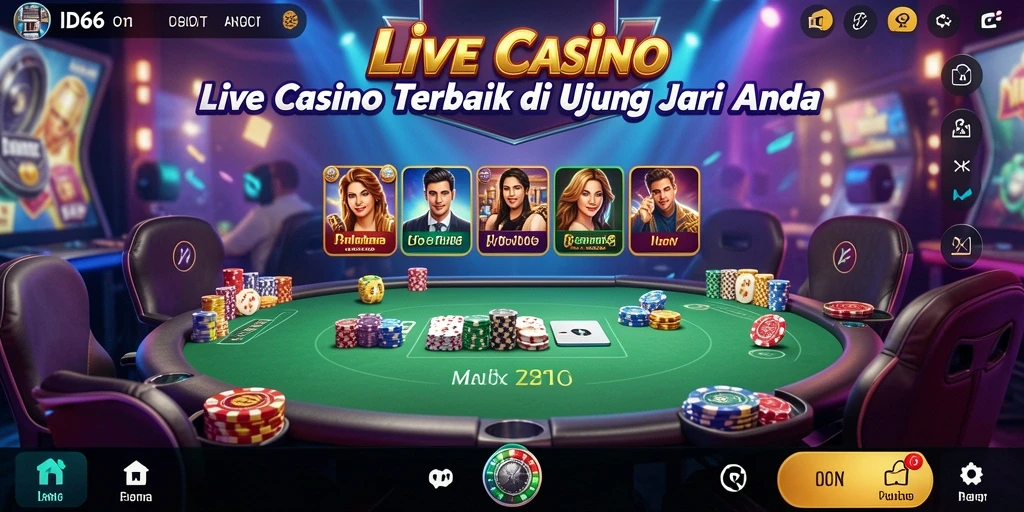 Tampilan mendebarkan dari gameplay Live Casino ID66.