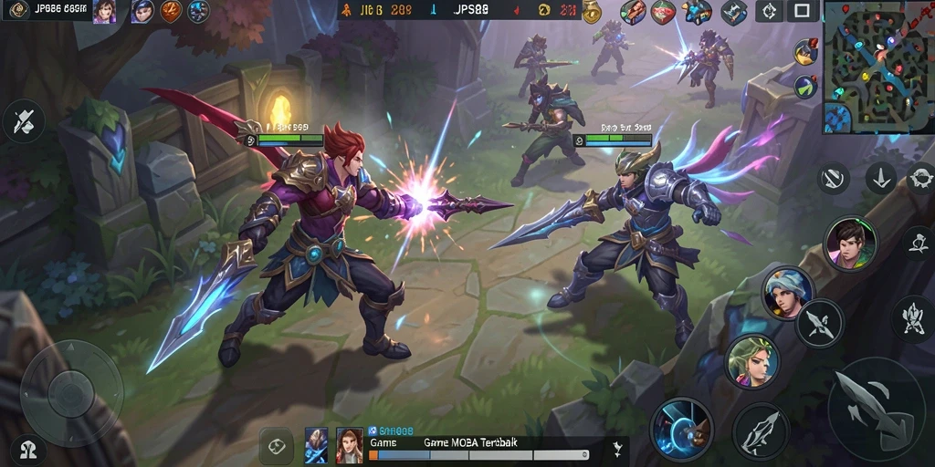 Gameplay seru JPS88 dengan aksi MOBA yang menegangkan.
