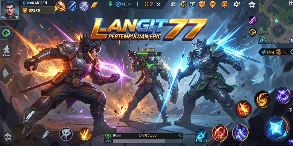 Screenshot gameplay LANGIT777 menampilkan pertempuran seru MOBA.