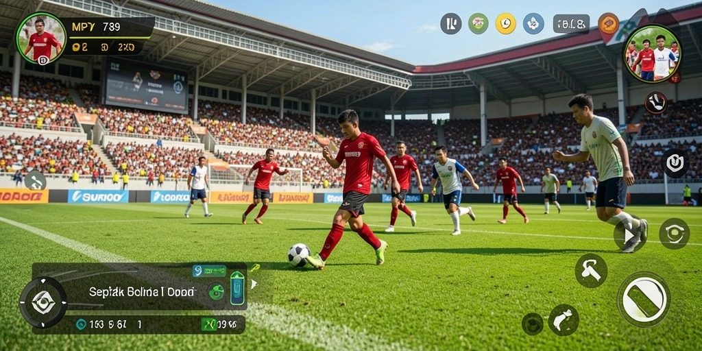 Tampilan gameplay yang mengesankan dari MVP789 dengan aksi sepak bola seru.