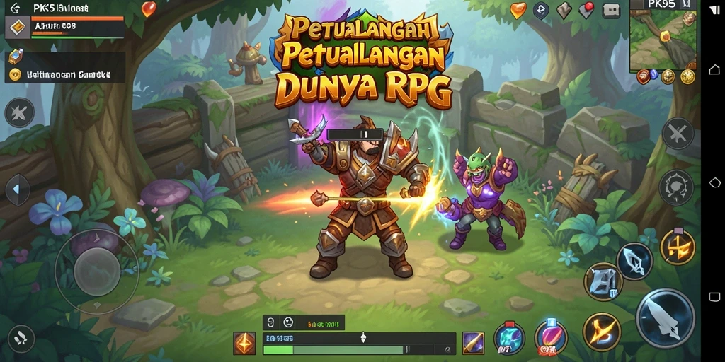 Screenshot gameplay PK95 yang menampilkan pertarungan epik dalam dunia RPG.