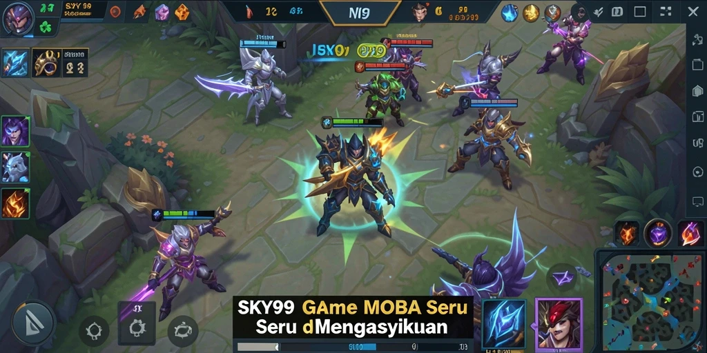 Tampilan gameplay intens di SKY99 saat pertarungan tim.