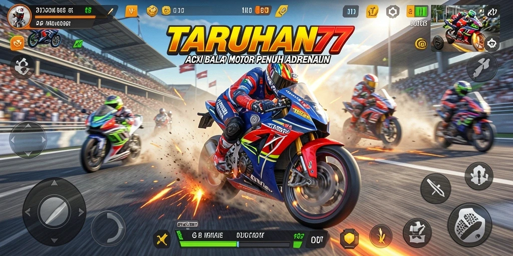 Screenshot TARUHAN77 yang menampilkan aksi balap motor yang seru.
