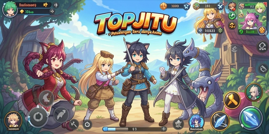 Tangkapan layar dari gameplay seru <strong>TOPJITU</strong> dengan karakter menarik.