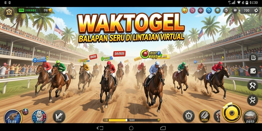 Gameplay seru WAKTOGEL dengan balapan mendebarkan di lintasan.