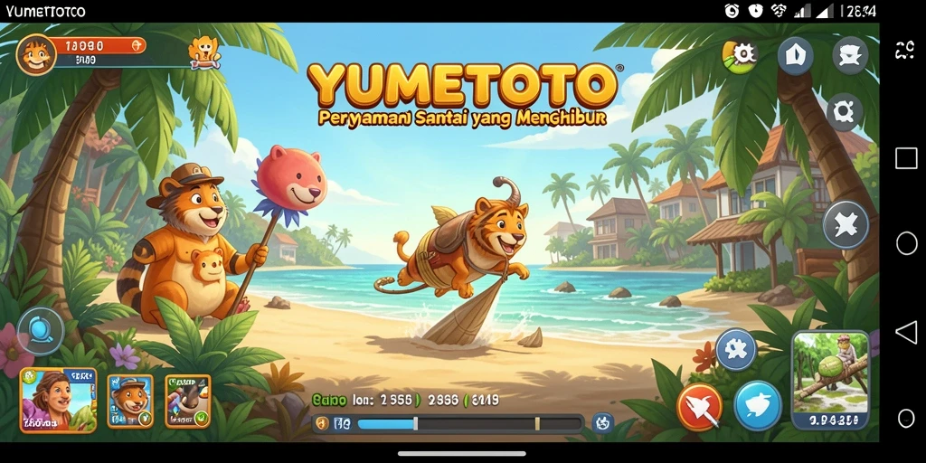 Tangkapan layar YUMETOTO menunjukkan karakter lucu dan gameplay yang menghibur.